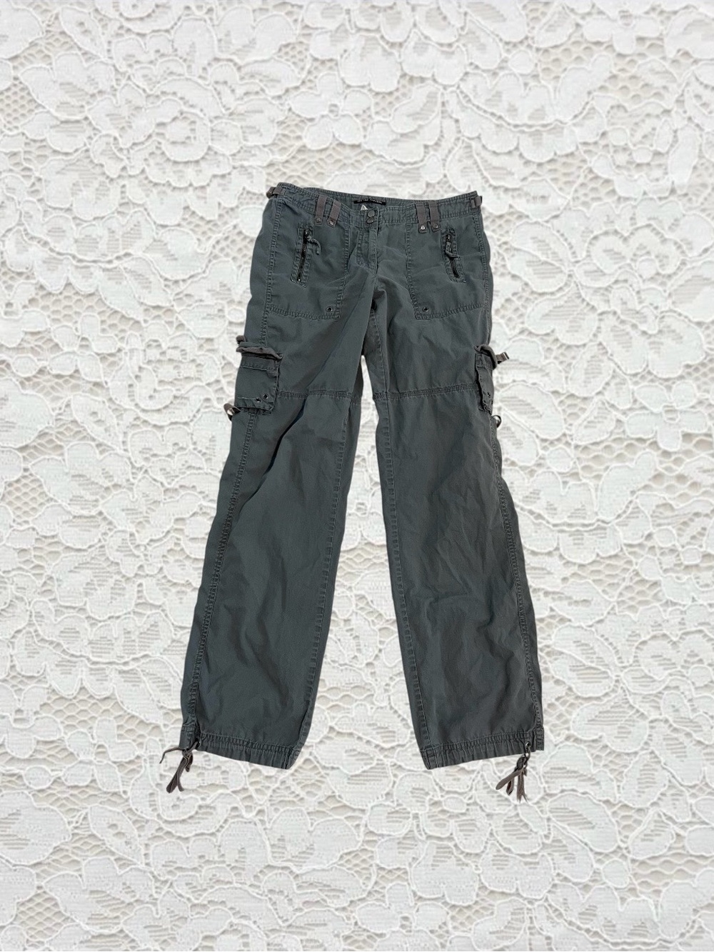 vintage y2k baggy mid rise gray cargo pants
